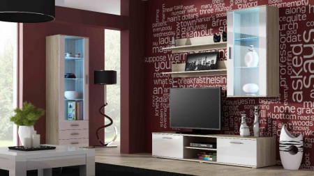 sonoma eik/hoogglans wit